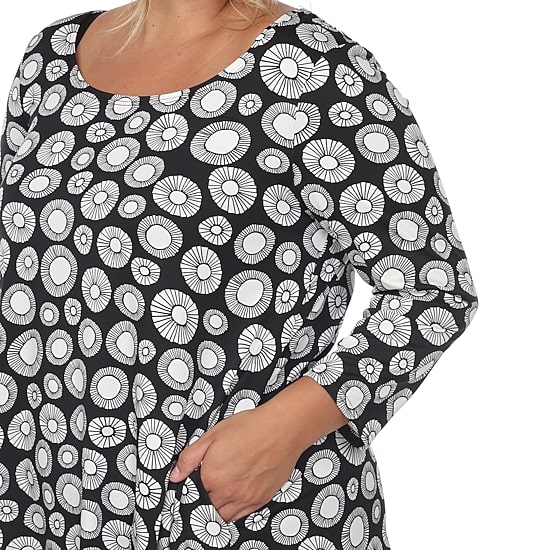 White Mark Womens Boat Neck 3/4 Sleeve Tunic Top
