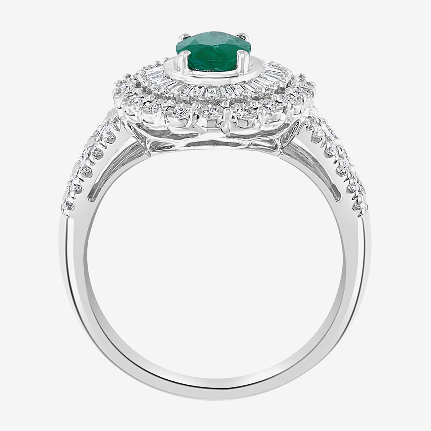 Effy Final Call Womens Genuine Green Emerald & 1/2 CT. T.W. Diamond 14K White Gold Cocktail Ring