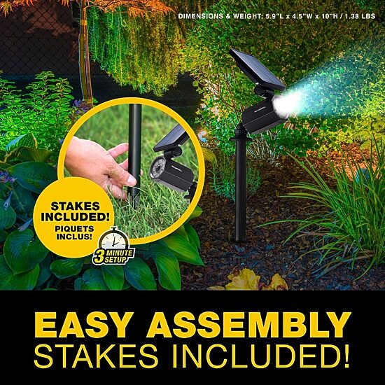 Bell + Howell Bionic Spotlight Deluxe Solar Powered Motion Activated 50% Brighter Outdoor Spotlight