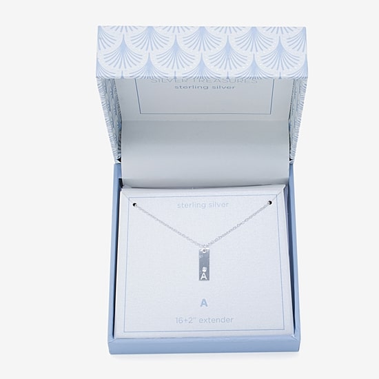 Silver Treasures Cubic Zirconia Sterling Silver 16 Inch Cable Initial Pendant Necklace