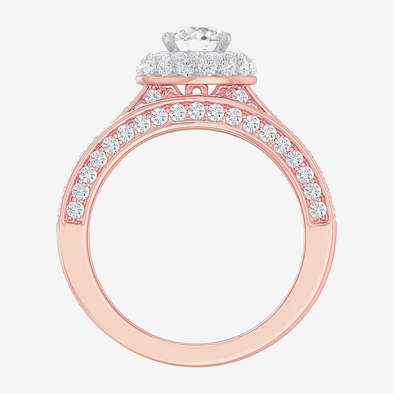 G-H / Si1-Si2) Womens / CT. T.W. Lab Grown White Diamond 14K Gold Round Side Stone Halo Bridal Set