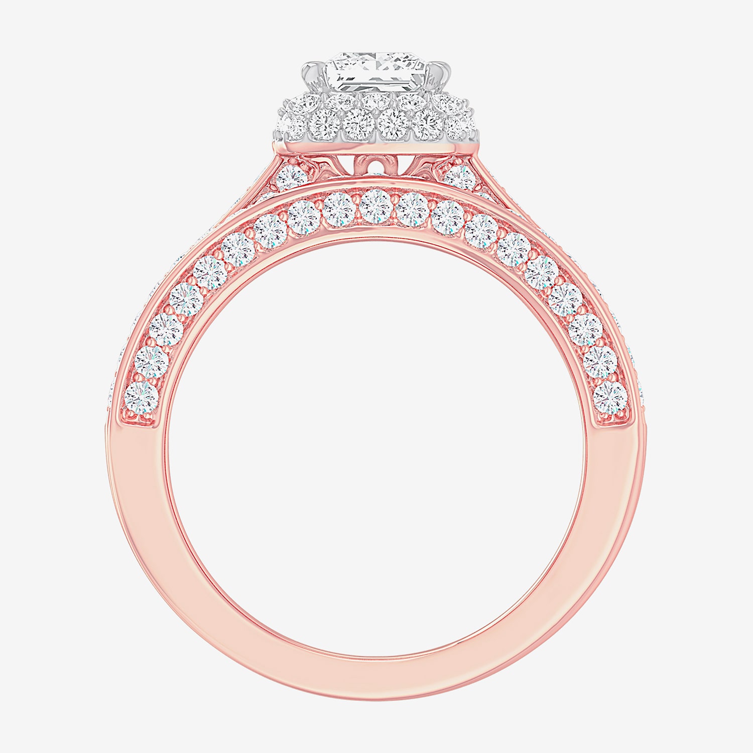 (G-H / Si1-Si2) Womens 1 7/8 CT. T.W. Lab Grown White Diamond 14K Gold Cushion Side Stone Halo Engagement Ring