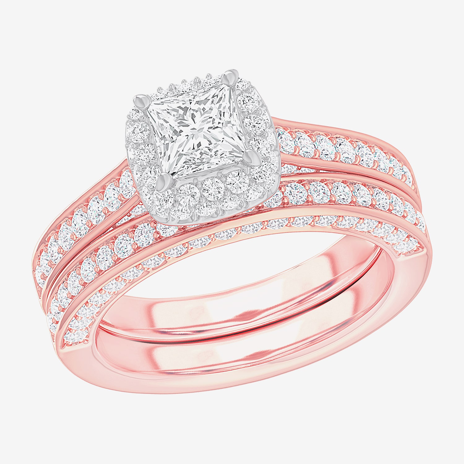 (G-H / Si1-Si2) Womens 1 7/8 CT. T.W. Lab Grown White Diamond 14K Gold Cushion Side Stone Halo Engagement Ring