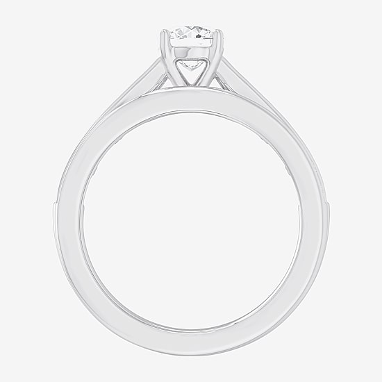 (G-H / Si1-Si2) Womens 1 1/2 CT. T.W. Lab Grown White Diamond 14K Gold Round Side Stone Bridal Set