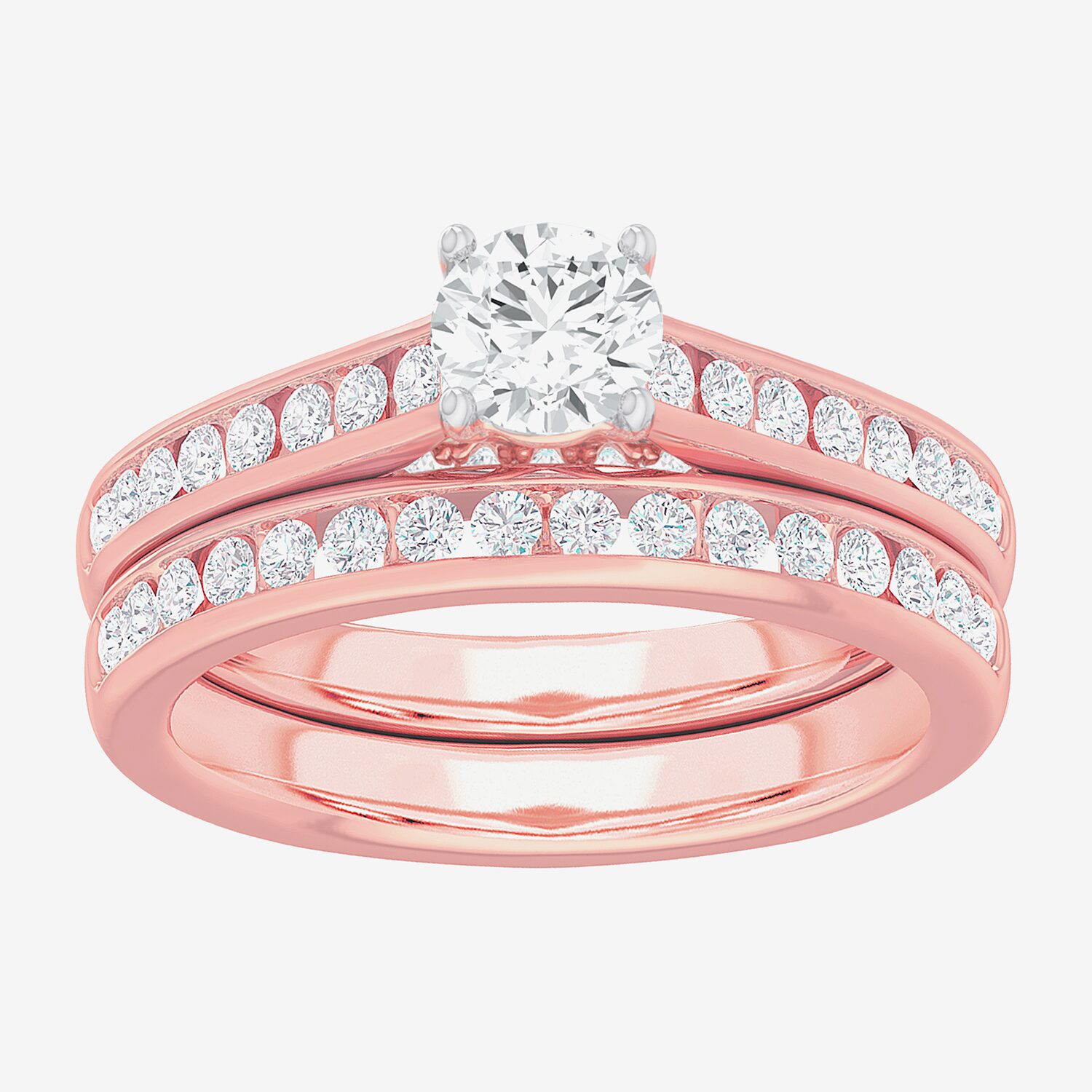 G-H / Si1-Si2) Womens / CT. T.W. Lab Grown White Diamond 14K Gold Round Side Stone Bridal Set