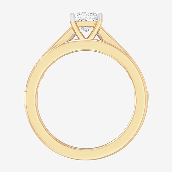 (G-H / Si1-Si2) Womens 1 1/2 CT. T.W. Lab Grown White Diamond 14K Gold Side Stone Bridal Set