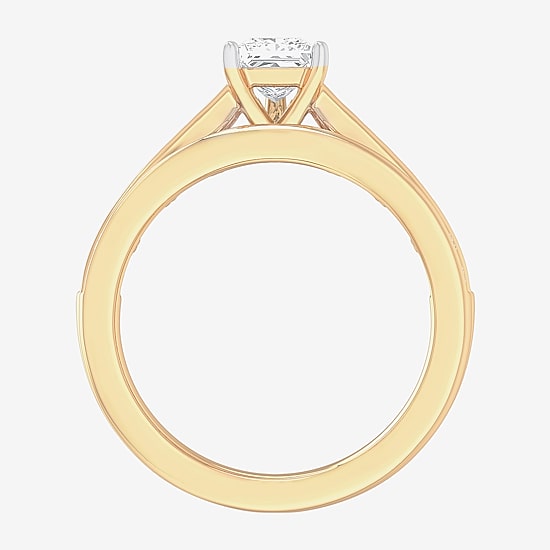 (G-H / Si1-Si2) Womens 1 1/2 CT. T.W. Lab Grown White Diamond 14K Gold Pear Side Stone Bridal Set