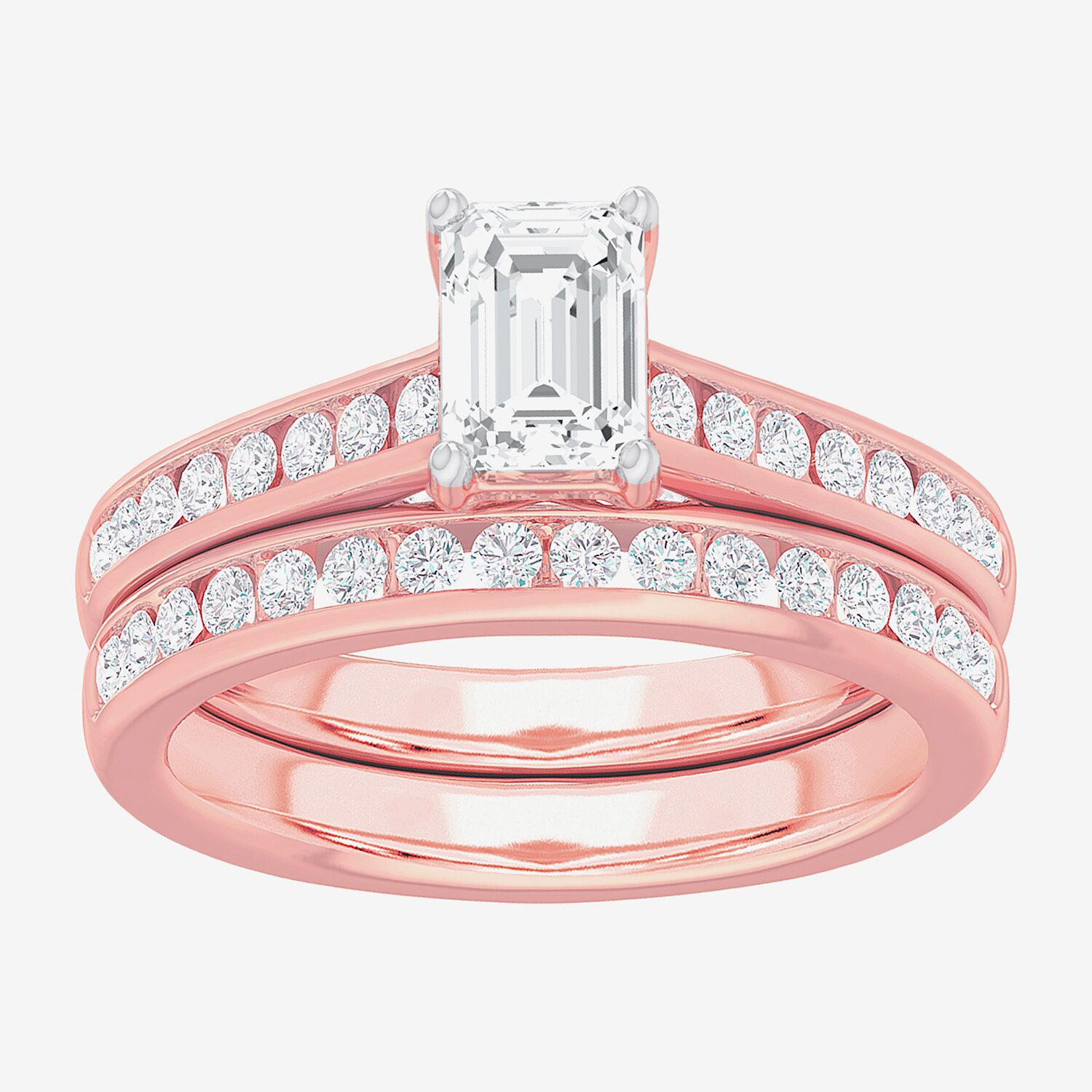 (G-H / Si1-Si2) Womens 1 1/2 CT. T.W. Lab Grown White Diamond 14K Gold Side Stone Bridal Set