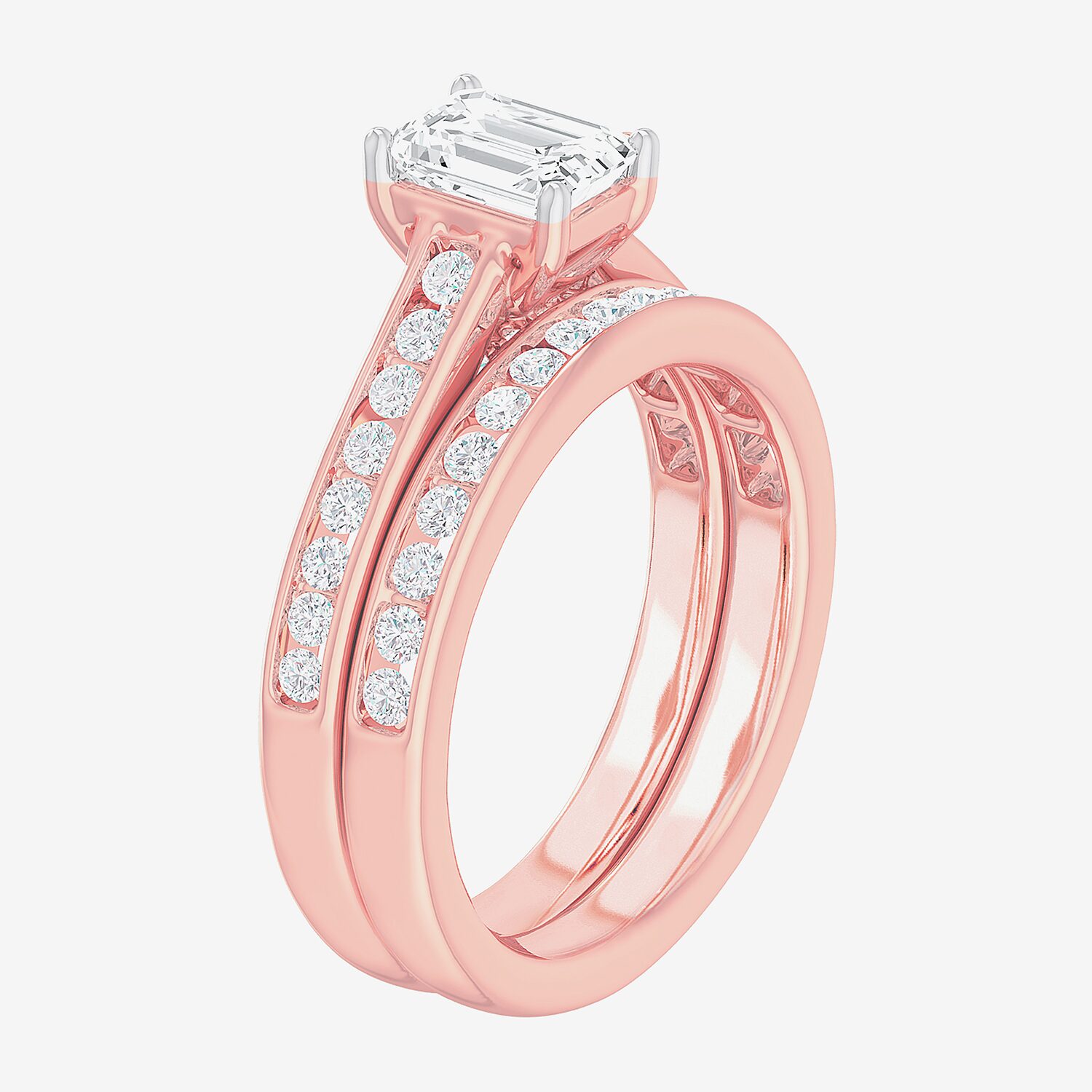 (G-H / Si1-Si2) Womens 1 1/2 CT. T.W. Lab Grown White Diamond 14K Gold Side Stone Bridal Set