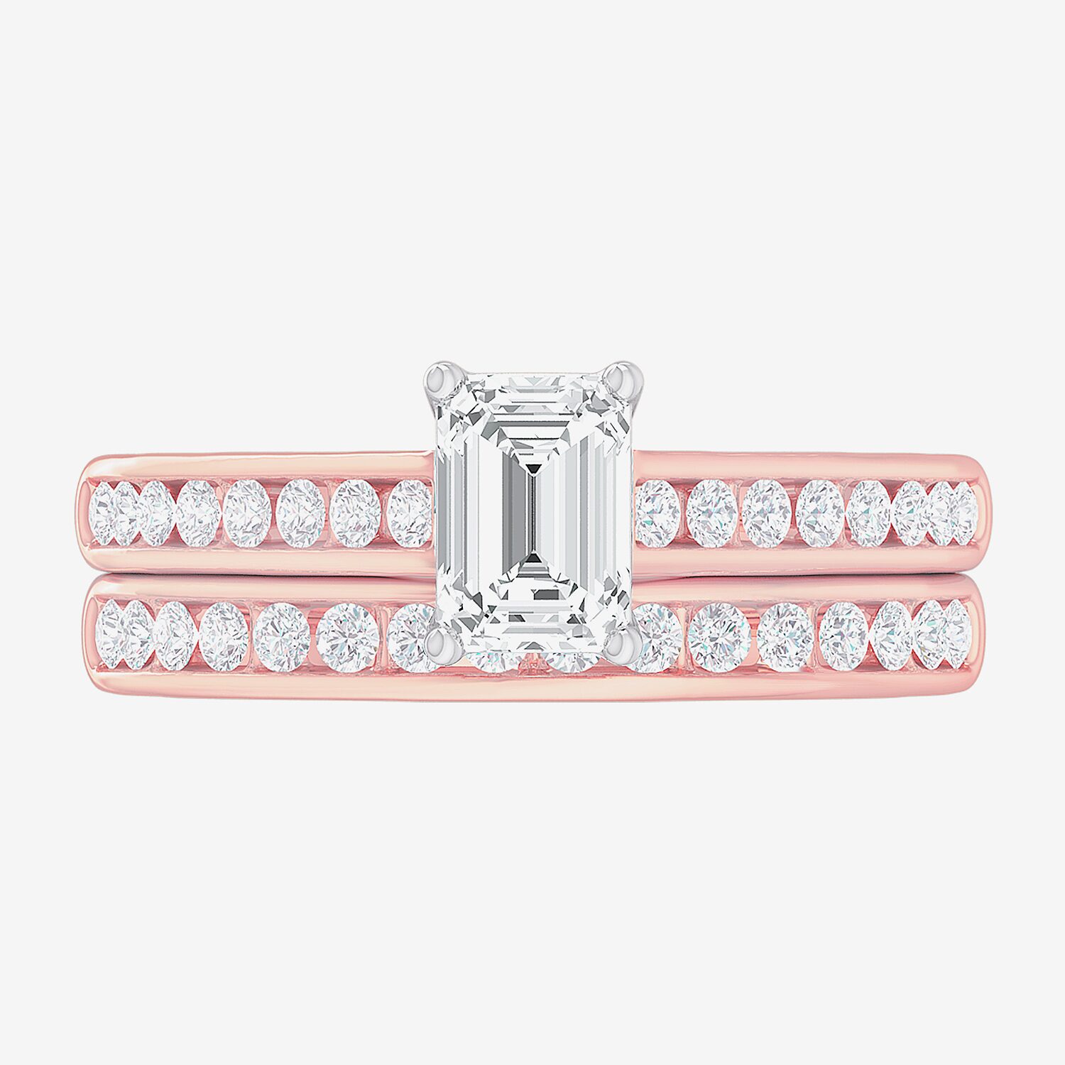 (G-H / Si1-Si2) Womens 1 1/2 CT. T.W. Lab Grown White Diamond 14K Gold Side Stone Bridal Set