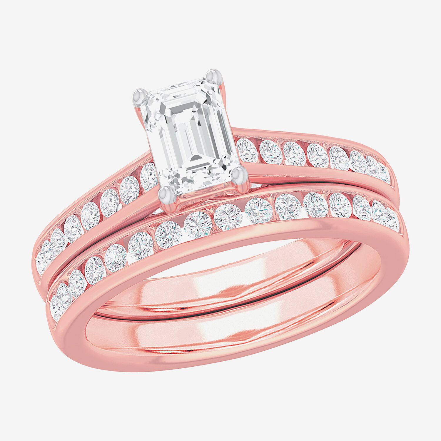 (G-H / Si1-Si2) Womens 1 1/2 CT. T.W. Lab Grown White Diamond 14K Gold Side Stone Bridal Set