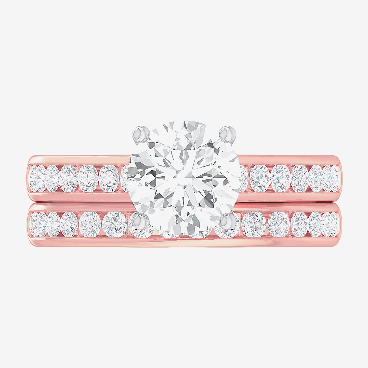(G-H / Si1-Si2) Womens 3 CT. T.W. Lab Grown White Diamond 14K Gold Round Side Stone Bridal Set