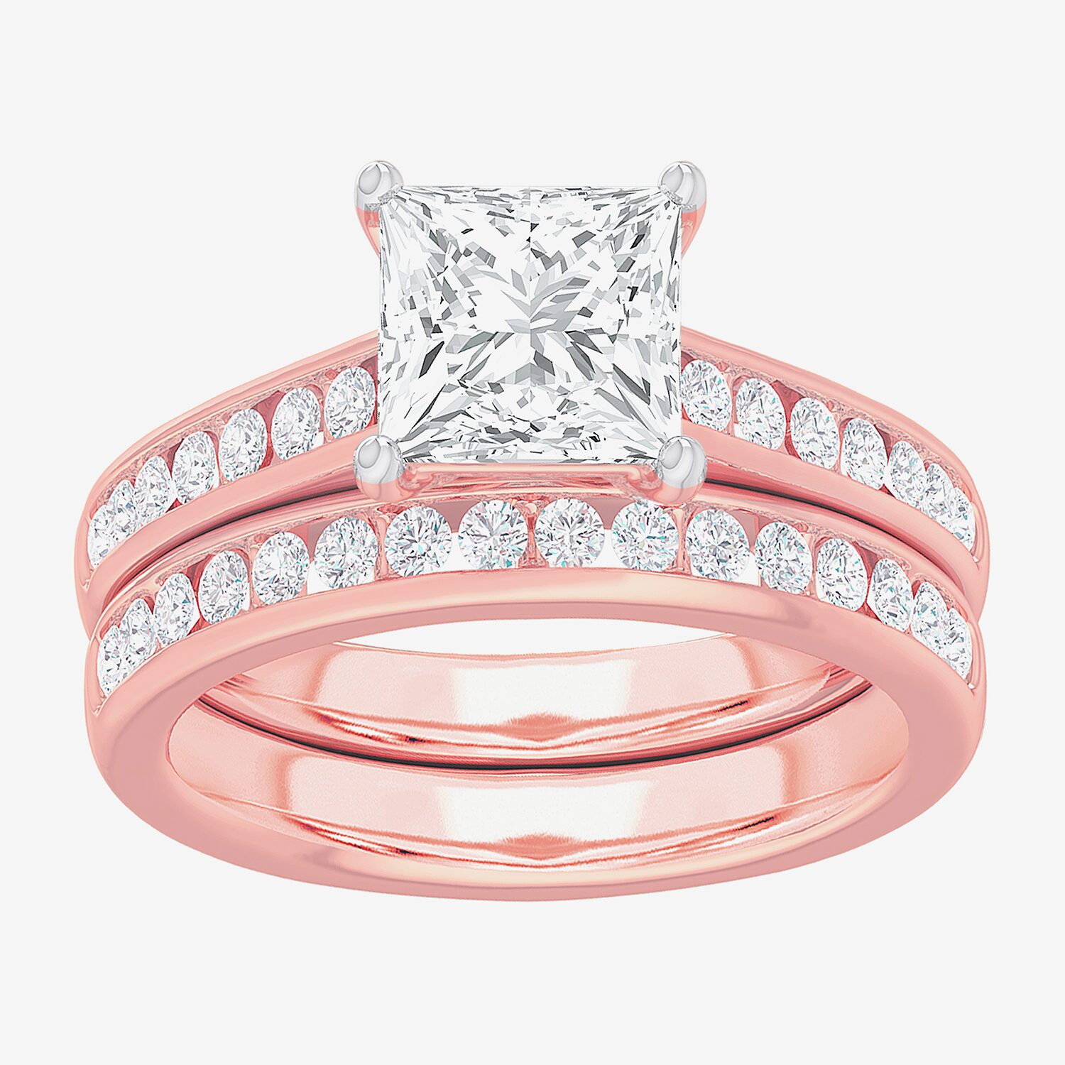 G-H / Si1-Si2) Womens 3 CT. T.W. Lab Grown White Diamond 14K Gold Side Stone Bridal Set