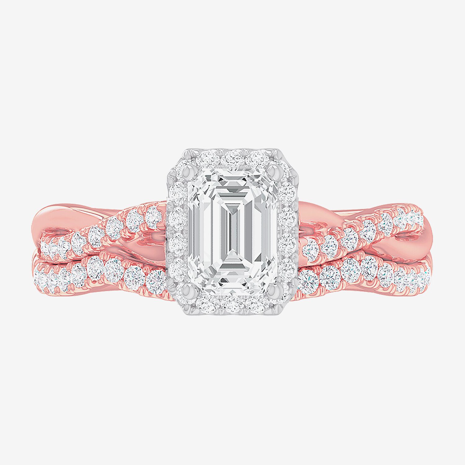 G-H / Si1-Si2) Womens / CT. T.W. Lab Grown White Diamond 14K Gold Side Stone Halo Bridal Set