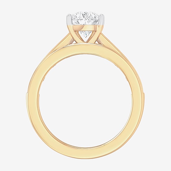 (G-H / Si1-Si2) Womens 3 CT. T.W. Lab Grown White Diamond 14K Gold Oval Side Stone Bridal Set