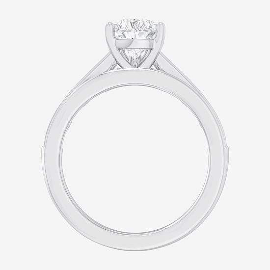 (G-H / Si1-Si2) Womens 3 CT. T.W. Lab Grown White Diamond 14K Gold Pear Side Stone Bridal Set