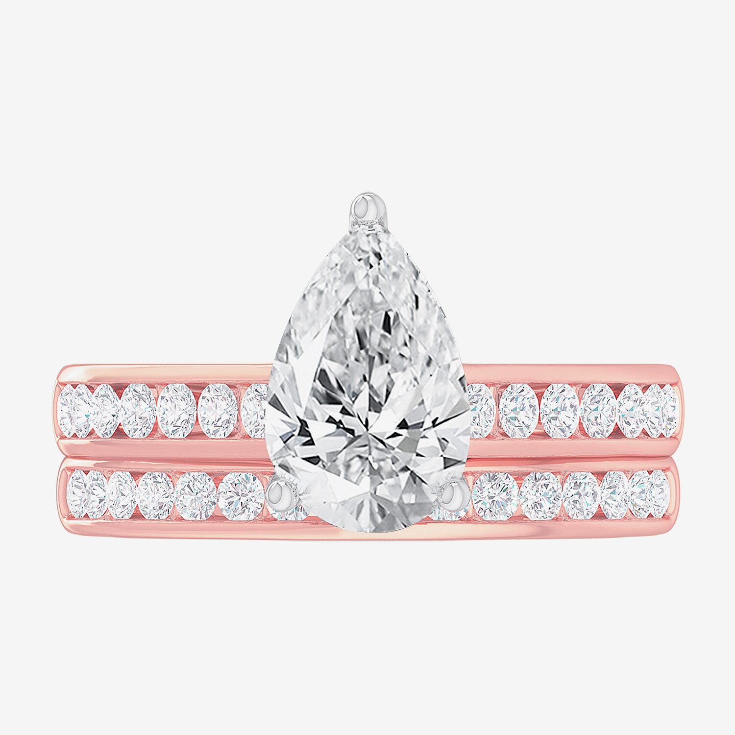 (G-H / Si1-Si2) Womens 3 CT. T.W. Lab Grown White Diamond 14K Gold Pear Side Stone Bridal Set