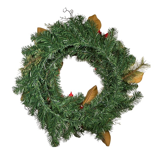 Kurt Adler 30 Inch Unlit Red & Gold Poinsettia Wreath