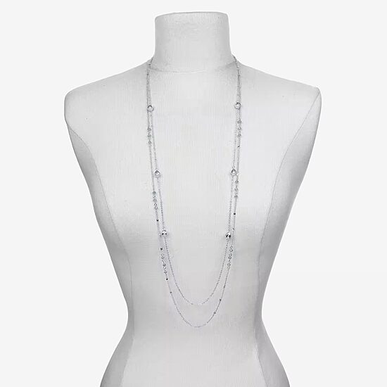 Bijoux Bar Delicates Silver Tone Womens 36 Inch Strand Necklace