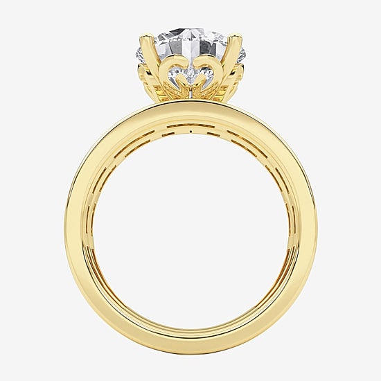 Grown Gorgeous Vs2, F Womens 4 1/4 CT. T.W. Lab Grown White Diamond 14K Gold or Platinum Round Side Stone Bridal Set