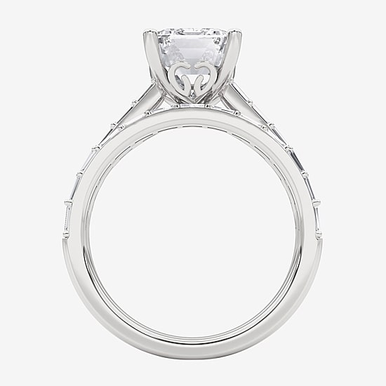 Grown Gorgeous Womens 4 CT. T.W. Lab Grown White Diamond 14K Gold or Platinum Emerald-cut Side Stone Bridal Set