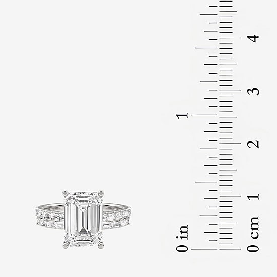 Grown Gorgeous Womens 4 CT. T.W. Lab Grown White Diamond 14K Gold or Platinum Emerald-cut Side Stone Bridal Set