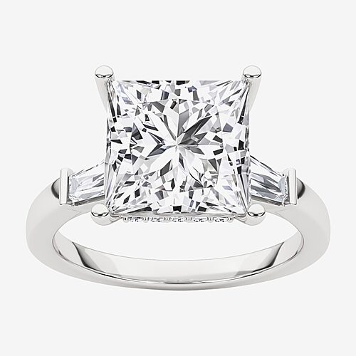 Grown Gorgeous (F, Vs2) Womens 3 3/4 CT. T.W. Lab Grown White Diamond 14K Gold or Platinum Princess-cut Engagement Ring, 9, White