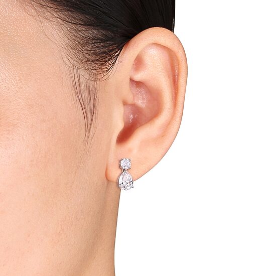 Womens 5 CT. T.W. Lab Created White Moissanite Sterling Silver Drop Earrings