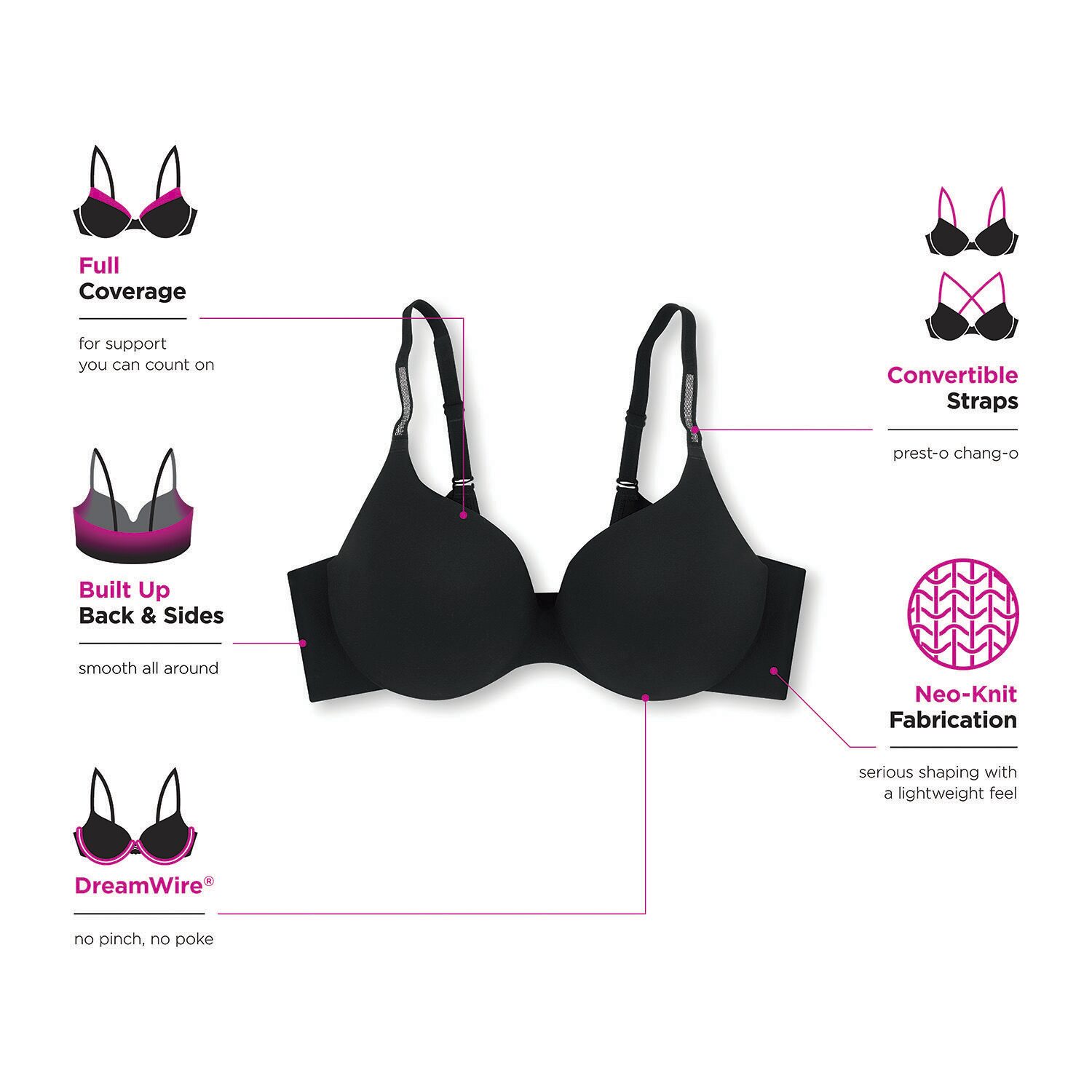 Maidenform Comfort Devotion® Dreamwire® Back Smoothing Full Coverage T-Shirt Underwire Bra Dm0070