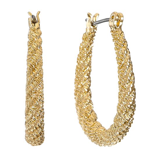 Monet Jewelry Gold Tone Oval Womens 26mm Hypoallergenic Hoop Earrings