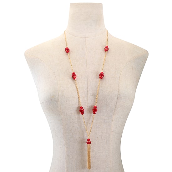 Monet Jewelry Womens Red 34 Inch Pendant Necklace