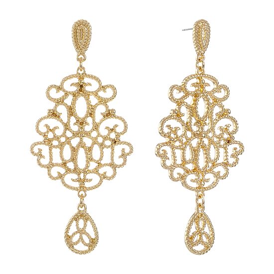 Monet Jewelry Gold Tone Womens Hypoallergenic Chandelier Earrings