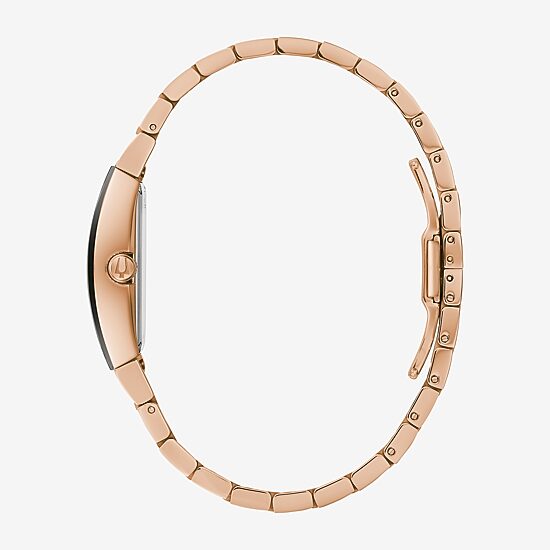 Bulova Modern Gemini Womens Diamond Accent Rose Goldtone Stainless Steel Bracelet Watch 97p158