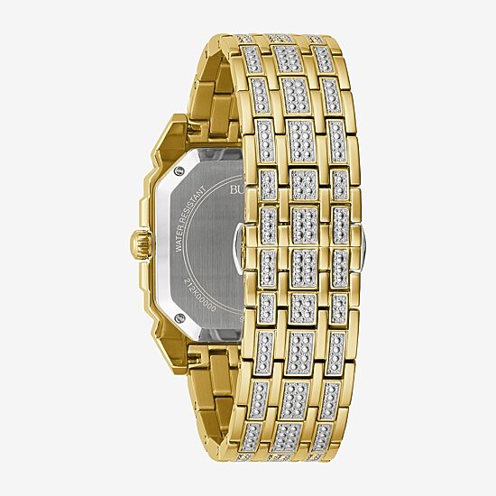 Bulova Crystal Octava Mens Crystal Accent Two Tone Stainless Steel Bracelet Watch 98a295