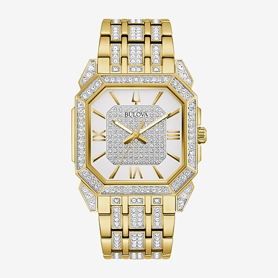 Bulova Crystal Octava Mens Crystal Accent Two Tone Stainless Steel Bracelet Watch 98a295