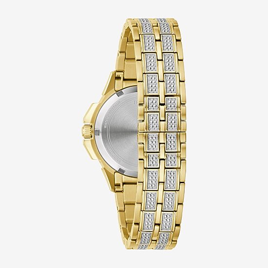 Bulova Crystal Octava Womens Crystal Accent Gold Tone Stainless