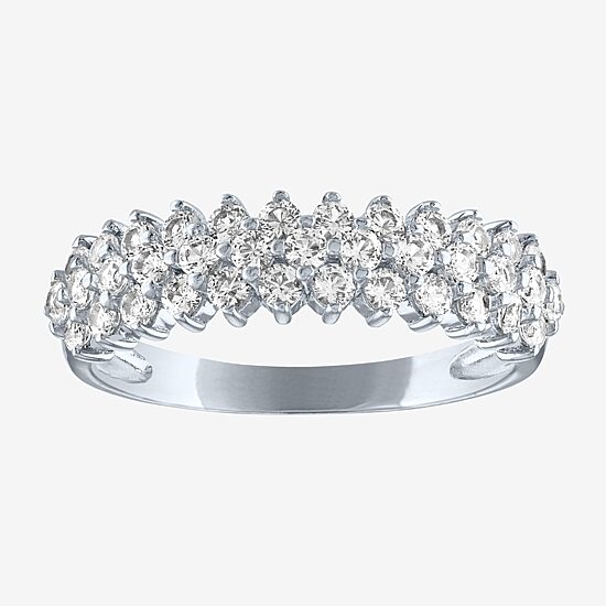 Yes, Please! Womens Lab Created White Sapphire Sterling Silver Band