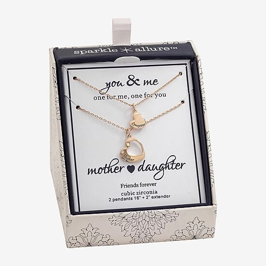 Sparkle Allure Womens Cubic Zirconia 18K Rose Gold Over Brass Heart 2-pc. Necklace Set