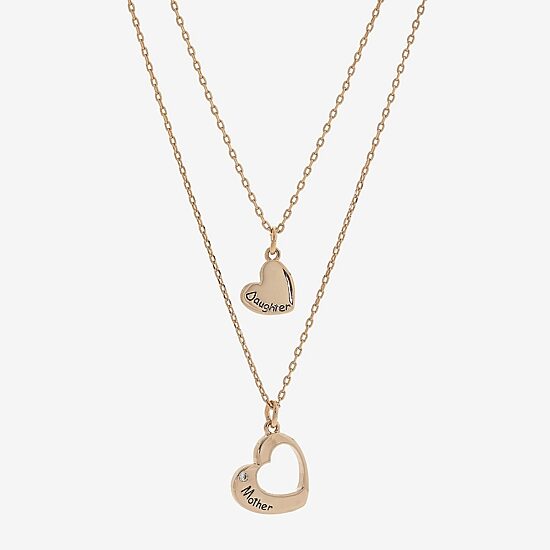 Sparkle Allure Womens Cubic Zirconia 18K Rose Gold Over Brass Heart 2-pc. Necklace Set