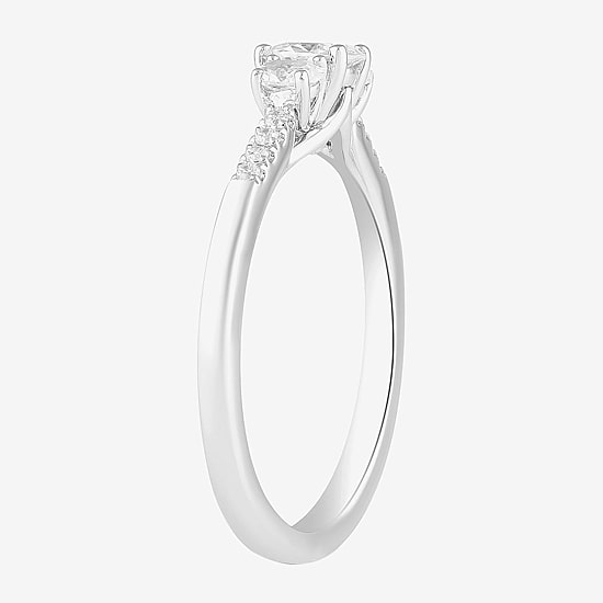 Love Lives Forever (H-I / Si2) Womens 1/2 CT. T.W. Lab Grown White Diamond 10K or 14K Gold Oval Side Stone 3-Stone Engagement Ring