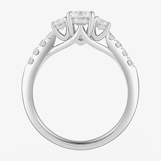 Love Lives Forever (H-I / Si2) Womens 1 1/2 CT. T.W. Lab Grown White Diamond 10K Gold Oval Side Stone 3-Stone Engagement Ring
