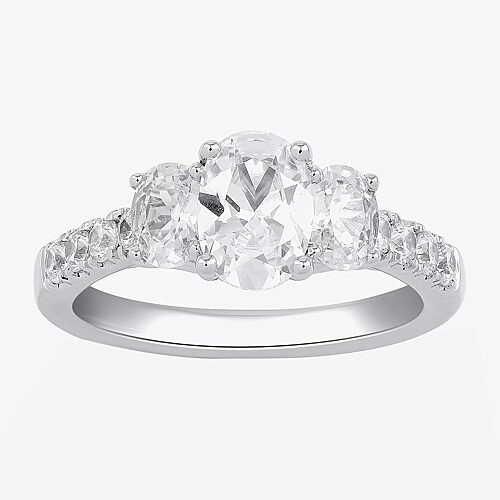 Love Lives Forever Love Lives Forever (H-I / Si2) Womens 2 CT. T.W. Lab Grown White Diamond 10K Gold Oval Side Stone 3-Stone Engagement Ring, 8 1/2, W