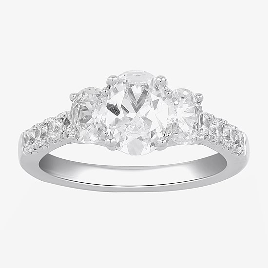 Love Lives Forever Love Lives Forever (H-I / Si2) Womens 2 CT. T.W. Lab Grown White Diamond 10K Gold Oval Side Stone 3-Stone Engagement Ring