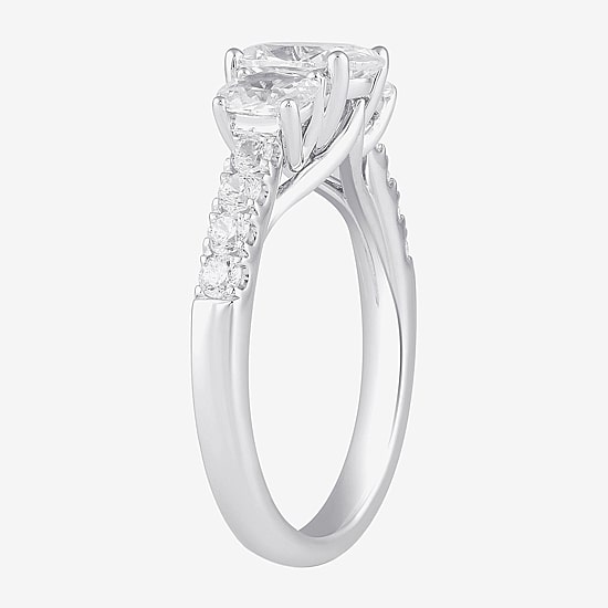 Love Lives Forever Love Lives Forever (H-I / Si2) Womens 2 CT. T.W. Lab Grown White Diamond 10K Gold Oval Side Stone 3-Stone Engagement Ring