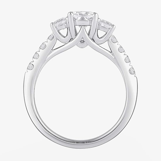 Love Lives Forever Love Lives Forever (H-I / Si2) Womens 2 CT. T.W. Lab Grown White Diamond 10K Gold Oval Side Stone 3-Stone Engagement Ring