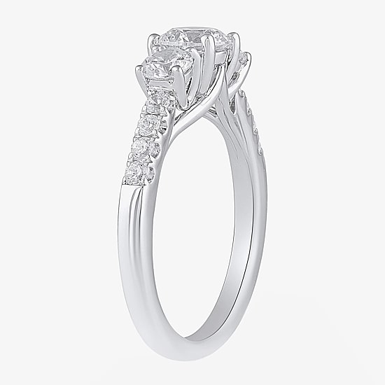 Love Lives Forever Love Lives Forever (H-I / Si2) Womens 2 CT. T.W. Lab Grown White Diamond 10K Gold Round Side Stone 3-Stone Engagement Ring