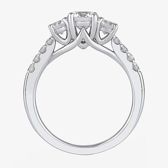 Love Lives Forever Love Lives Forever (H-I / Si2) Womens 2 CT. T.W. Lab Grown White Diamond 10K Gold Round Side Stone 3-Stone Engagement Ring