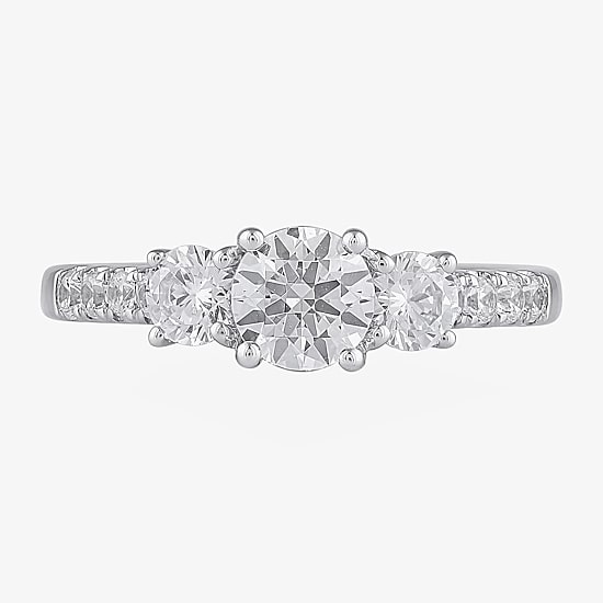 Love Lives Forever Love Lives Forever (H-I / Si2) Womens 2 CT. T.W. Lab Grown White Diamond 10K Gold Round Side Stone 3-Stone Engagement Ring
