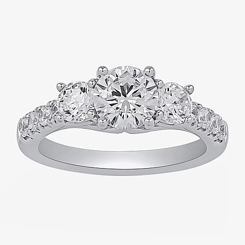Love Lives Forever Love Lives Forever (H-I / Si2) Womens 1/2 CT. T.W. Lab Grown White Diamond 10K Gold Round Side Stone 3-Stone Engagement Ring, 8 1/2