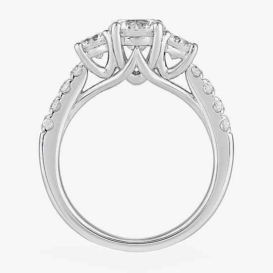 Love Lives Forever Love Lives Forever (H-I / Si2) Womens 1/2 CT. T.W. Lab Grown White Diamond 10K Gold Round Side Stone 3-Stone Engagement Ring